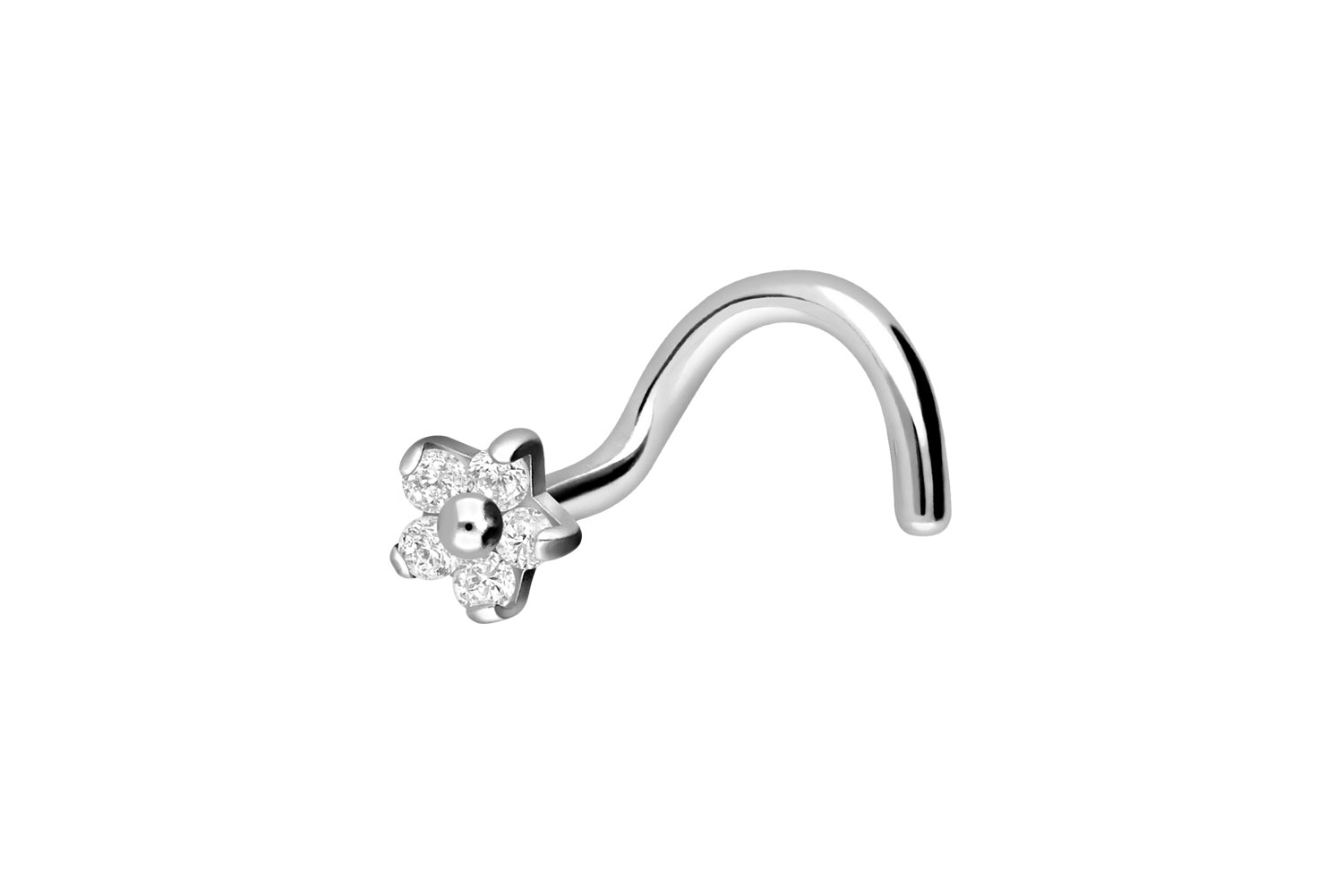 Chirurgenstahl Nasenstecker Nasenpiercing Spirale KRISTALLBLUME